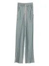 Rick Owens Drawstring Satin Trousers In Blue