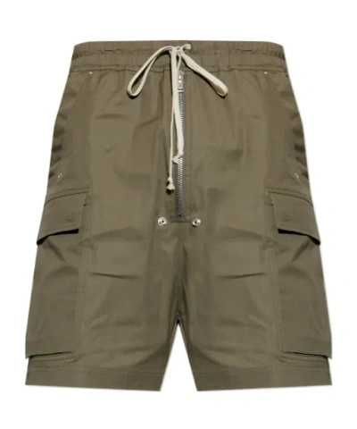 Rick Owens Cargo-pocket Drawstring Shorts In Green