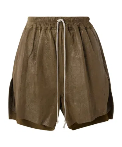 Rick Owens Leather Straight-leg Shorts In Neutrals