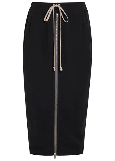 Rick Owens Drawstring Silk-georgette Midi Skirt In Black