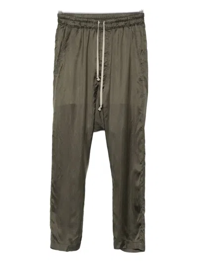 Rick Owens Drawstring Silk Trousers In Green
