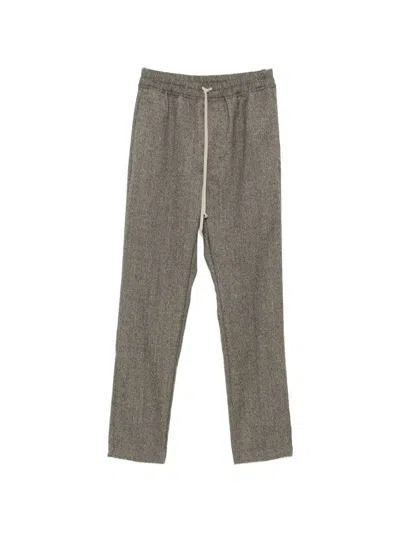 Rick Owens Straight Leg Wool Trousers With Elastic Waistband And Hidden Closure In Gray