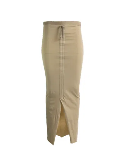 Rick Owens Drawstring Slit Skirt In Nude