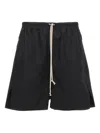Rick Owens Drawstring Split Cotton Shorts In Black