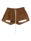 Rick Owens Drawstring Suede Shorts In Brown