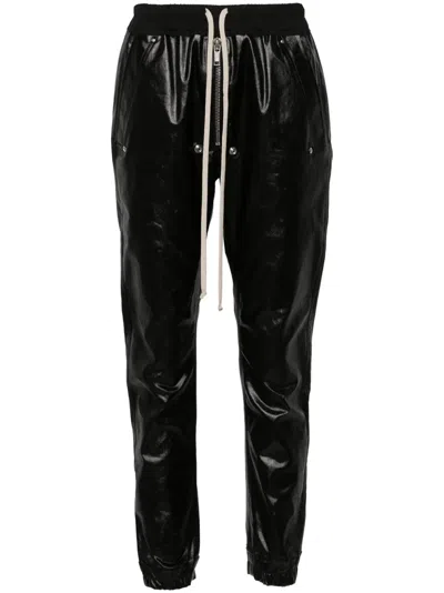 Rick Owens Drawstring Tapered Trousers In Black