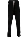 Rick Owens Black Drop-crotched Track Pants With Drawstring In Stretch Cotton Man In Black