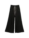 Rick Owens Heizer Belas Wide-leg Cotton-blend Poplin Drawstring Cargo Trousers In Black