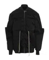 Rick Owens Drawstring Waist Girdered Bomber Jacket In Black