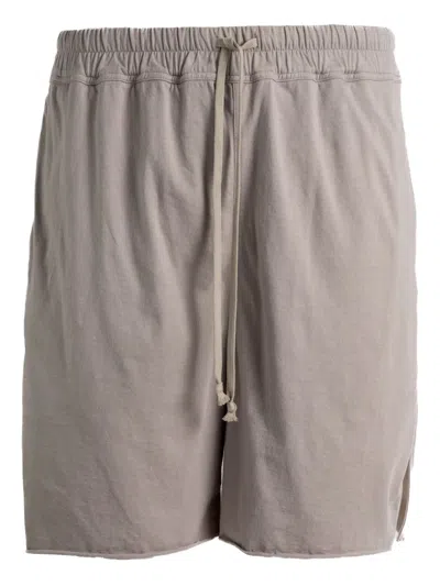 Rick Owens Drawstring-waist Raw-cut Shorts In Neutral