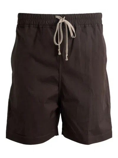Rick Owens Drawstring-waist Side-slit Shorts In Brown