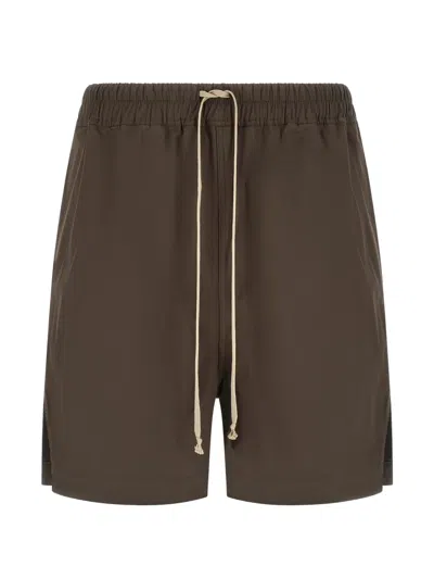 Rick Owens Moncler Kilt Style Bermuda Shorts Pockets In Brown