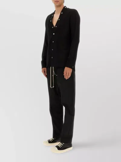 Rick Owens Drawstring Waist Trousers Button Detailing In Black