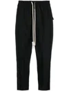 Rick Owens Drop-crotch Drawstring Cropped Trousers In Schwarz