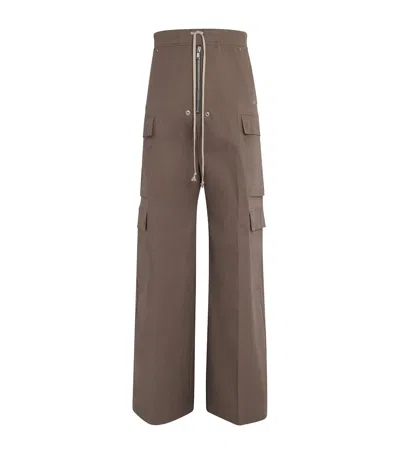 Rick Owens Drawstring Wide-leg Cargo Trousers In Beige