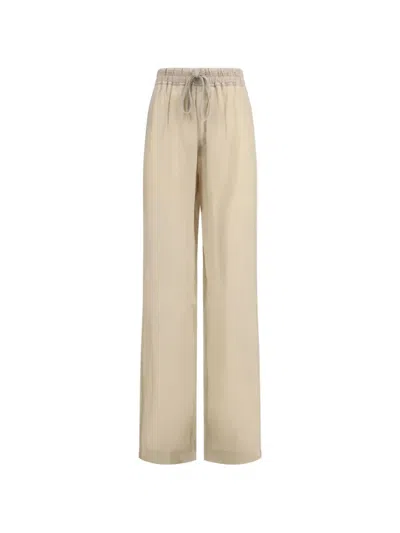 Rick Owens Cupro Trousers With Drawstring In Neutral