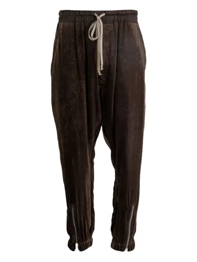 Rick Owens Drawstring Zip-cuff Trousers In Brown
