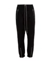 Rick Owens Black Drop-crotched Track Pants With Drawstring In Stretch Cotton Man In Black