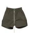 Rick Owens Cotton Poplin Boxers With Side Pockets In Green