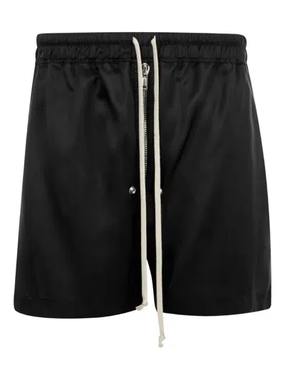 Rick Owens Above-the-knee Poplin Mini Shorts With Drawstring Waist In Black