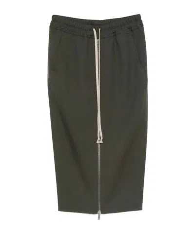Rick Owens Drawstring Zip-front Midi Skirt In Black