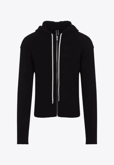 Rick Owens Drawstring Zip-up Sweatshirt In Black