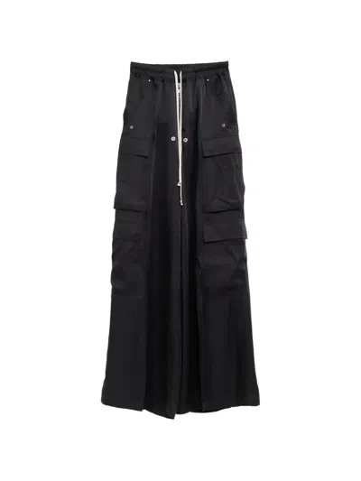 Rick Owens Drawstring-waist Wide-leg Cargo Pants In Black