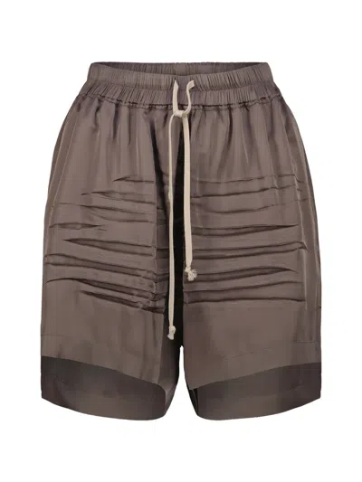 Rick Owens Elasticated Waistband Drawstring Shorts In Gray