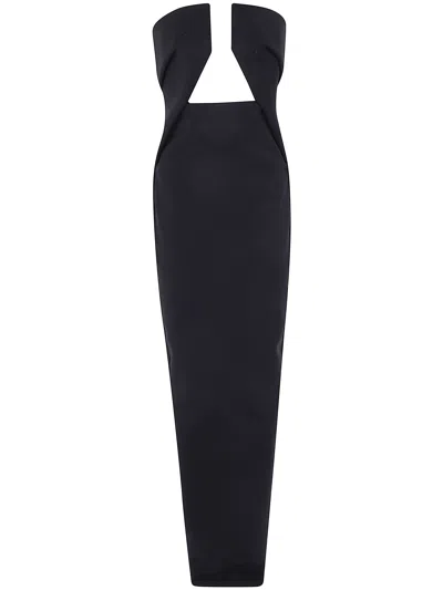Rick Owens Dress Cut Out Back "prong Gown" In Black