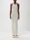 Rick Owens Racerback Ribbed Maxi Dress In Beige