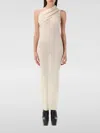 Rick Owens One-shoulder Rib Knit Maxi Dress With Draped Neckline In Beige