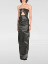 Rick Owens Prong Gown Denim Black Cotton Long Dress In Schwarz