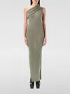 Rick Owens One Shoulder Maxi Dress With Side Slit In Grün