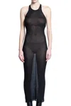 Rick Owens Black Semi-transparent Sheath Dress In Viscose And Silk Blend Woman In Black