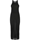 Rick Owens Ribbed Jersey Midi Dress In Black