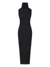 Rick Owens Ribbed Texture Turtleneck Knee Length Dress In Black