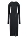 Rick Owens Sheer Long Sleeve Knee Length Dress In Black
