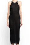 Rick Owens Black Semi-transparent Sheath Dress In Viscose And Silk Blend Woman In Black