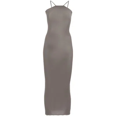 Rick Owens Skorpio Fine-ribbed Tank Dress In Grey