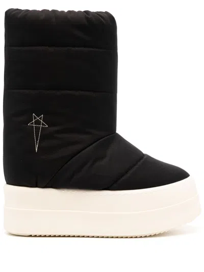 Rick Owens Drkshdw Black Porterville Mega Bumper Lunar Boots In 981 Black/pearl/milk
