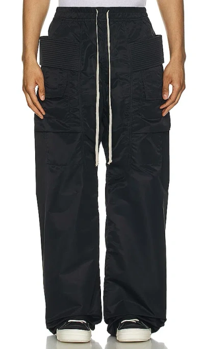 Rick Owens Drkshdw Creatch Wide-leg Cotton-blend Canvas Drawstring Cargo Trousers In Black
