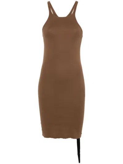 Rick Owens Drkshdw Racer Back Cotton Dress In Brown