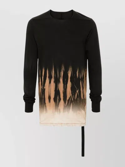Rick Owens Drkshdw Abstract Print T-shirt Drawstring Detail In Black