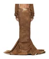 Rick Owens Drkshdw Al Pillar Denim Extra-long Skirt In Brown