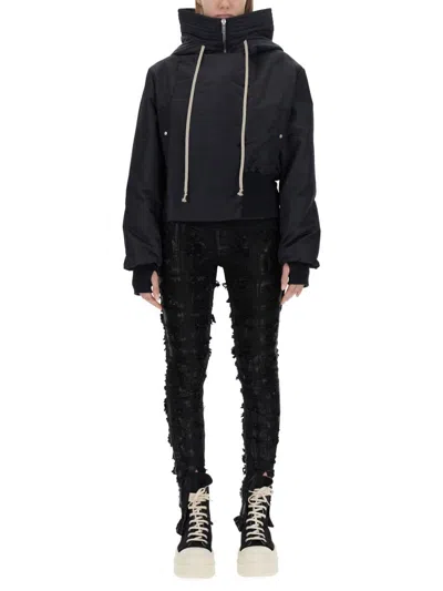 Rick Owens Drkshdw Alice Wide Funnel Neck Parka In Black