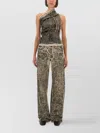 Rick Owens Drkshdw Asymmetric Abstract Pattern Sleeveless Top In Gray