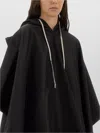 Rick Owens Drkshdw Asymmetric Cape Drawstring Hooded Coat In Black