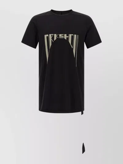 RICK OWENS DRKSHDW ASYMMETRIC HEM GRAPHIC PRINT T-SHIRT