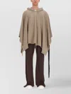 Rick Owens Drkshdw Asymmetric Hem Hooded Coat Drawstring Detail In Neutral