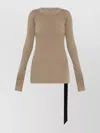 Rick Owens Drkshdw Asymmetric Hem Long Sleeve Ribbed Top In Brown